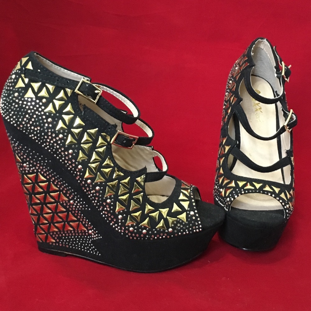 Punky Jeweled Platform Wedges
